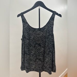 403. Alex Evening Black Metallic Beaded Scoop Neck Tank Top